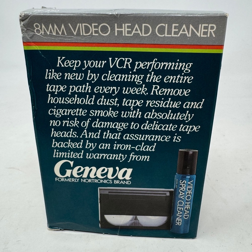 Vintage Geneva 8mm Video Head Cleaner Kit VCR-111 Spray and Cassette 1986 READ!!